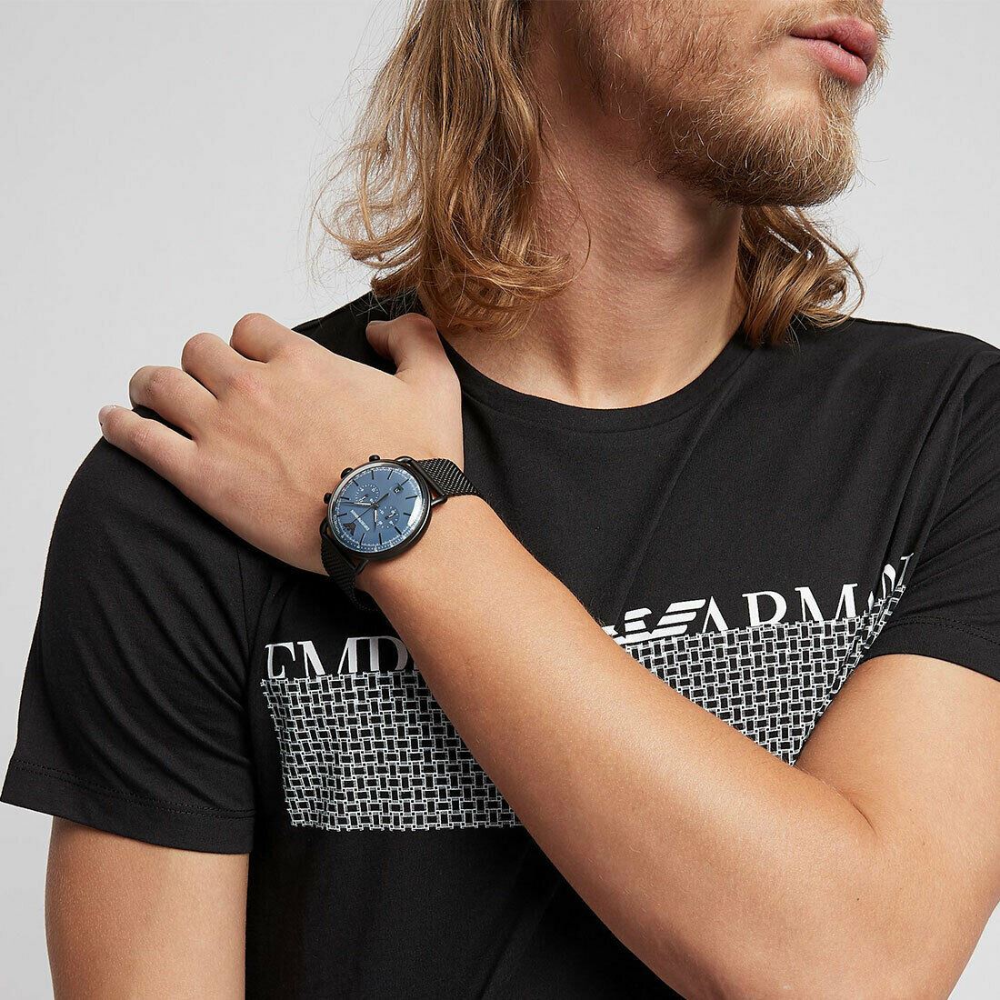 Emporio Armani AR11201 Chronograph Date Mesh Bracelet Strap Men's Watch Emporio Armani AR11201 Chronograph Date Mesh Bracelet Strap Men's Watch